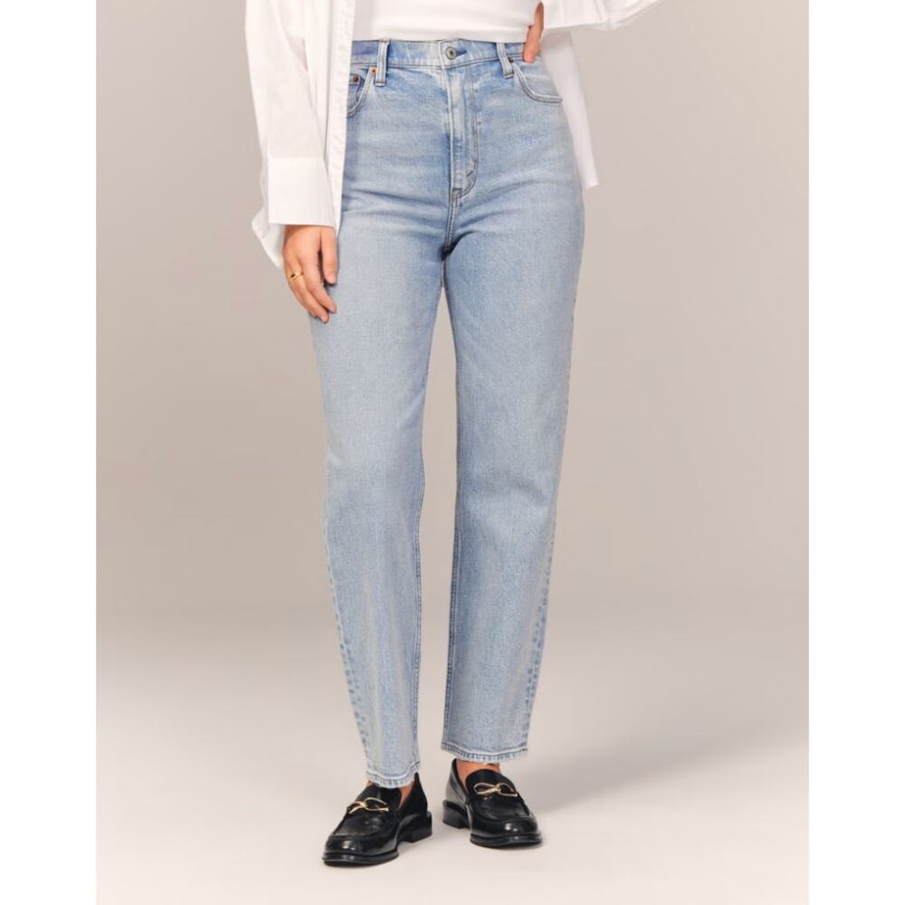 ABERCROMBIE The Ankle Straight Ultra High Rise Jeans Curve Love Light Wash 29